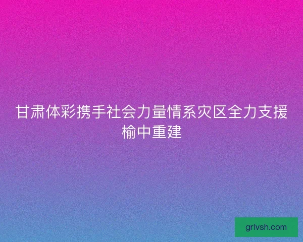 甘肃体彩携手社会力量情系灾区全力支援榆中重建