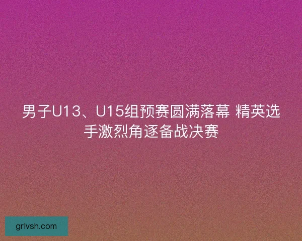 男子U13、U15组预赛圆满落幕 精英选手激烈角逐备战决赛
