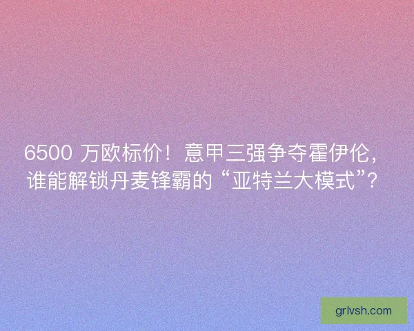 6500 万欧标价！意甲三强争夺霍伊伦，谁能解锁丹麦锋霸的 “亚特兰大模式”？