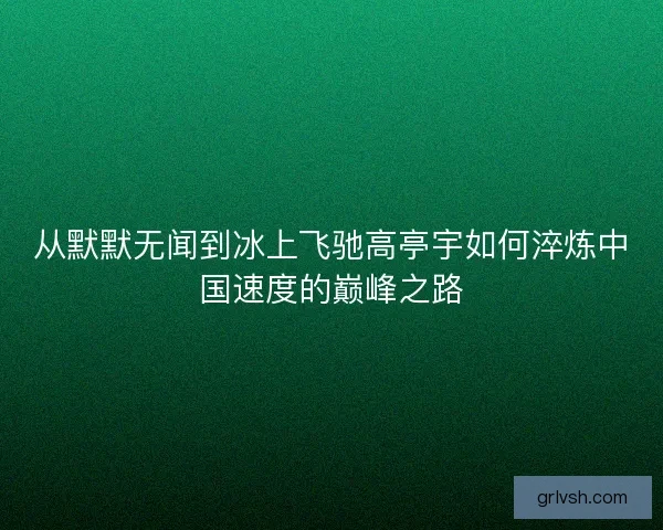 从默默无闻到冰上飞驰高亭宇如何淬炼中国速度的巅峰之路